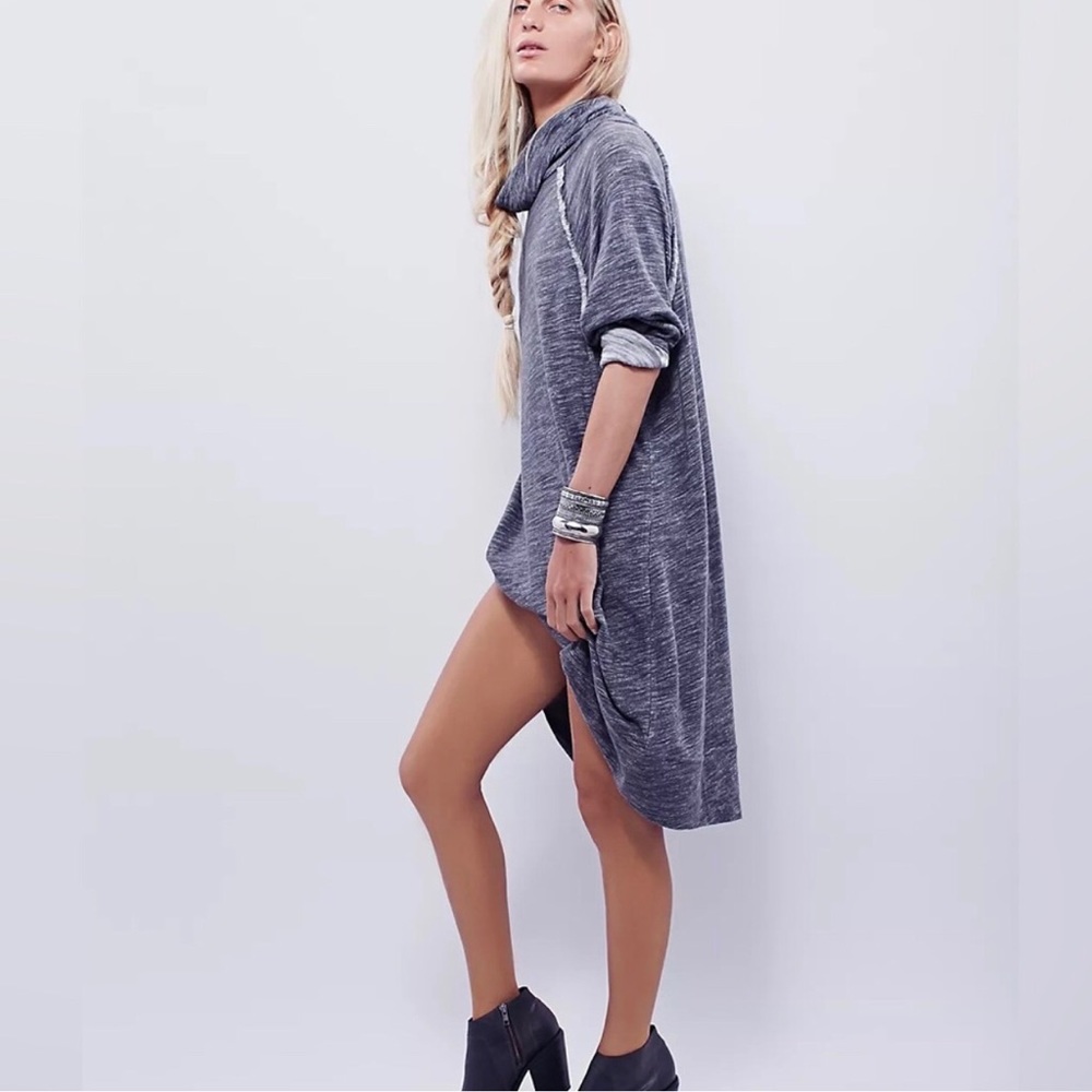Free People Beach Grey Cocoon Cowl Neck Dress size M/L